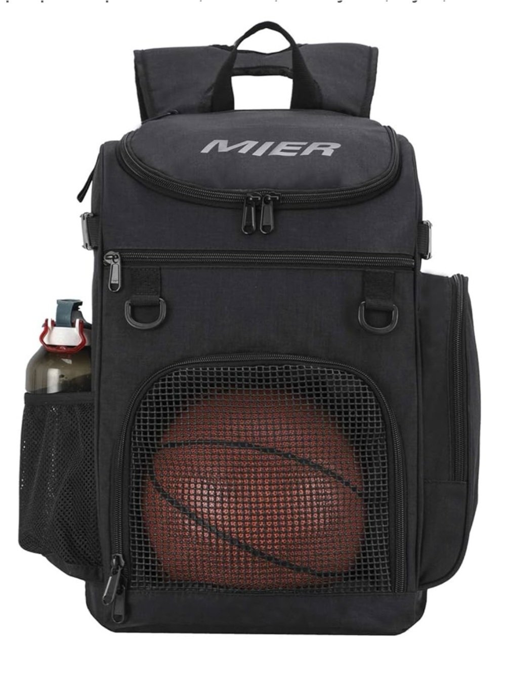 Black Sports Backpack with Ball Compartment